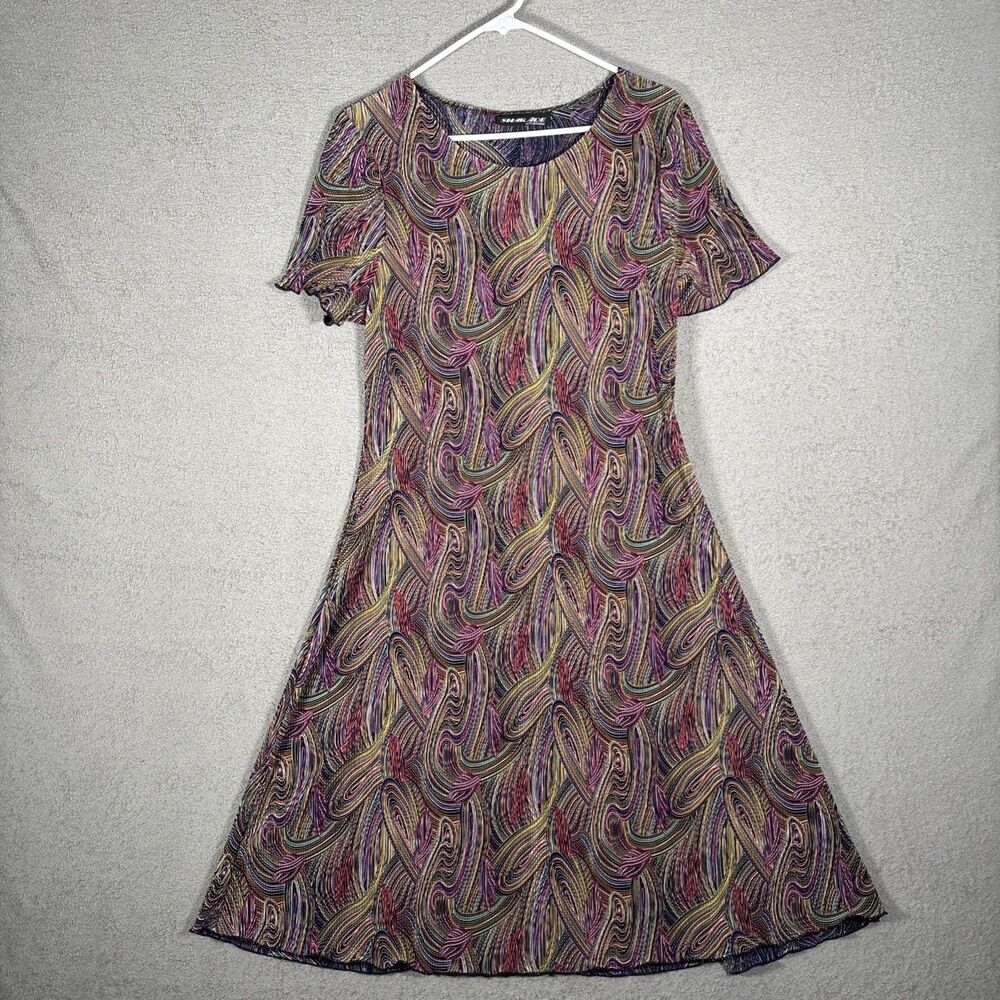 Vintage Sharade Of California Dress‎ Womens Pleated Ruffle Quilling Style Groovy